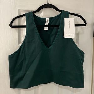 NWT Athleta Dark Green Aurora Crop Rib Tank